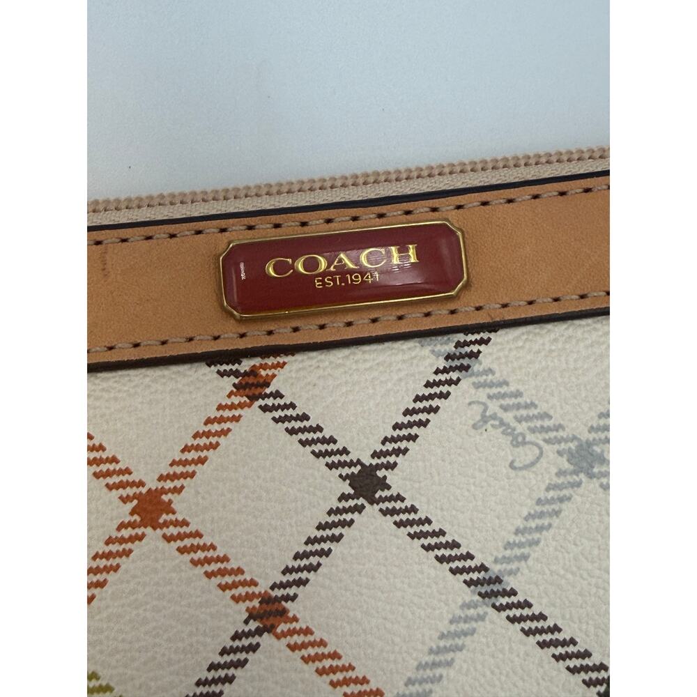 Coach Multicolor Plaid Wristlet & ID Card Holder Keychain Matching Set - Picture 5 of 10
